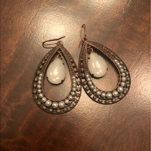 Bronze and pearl colored earrings